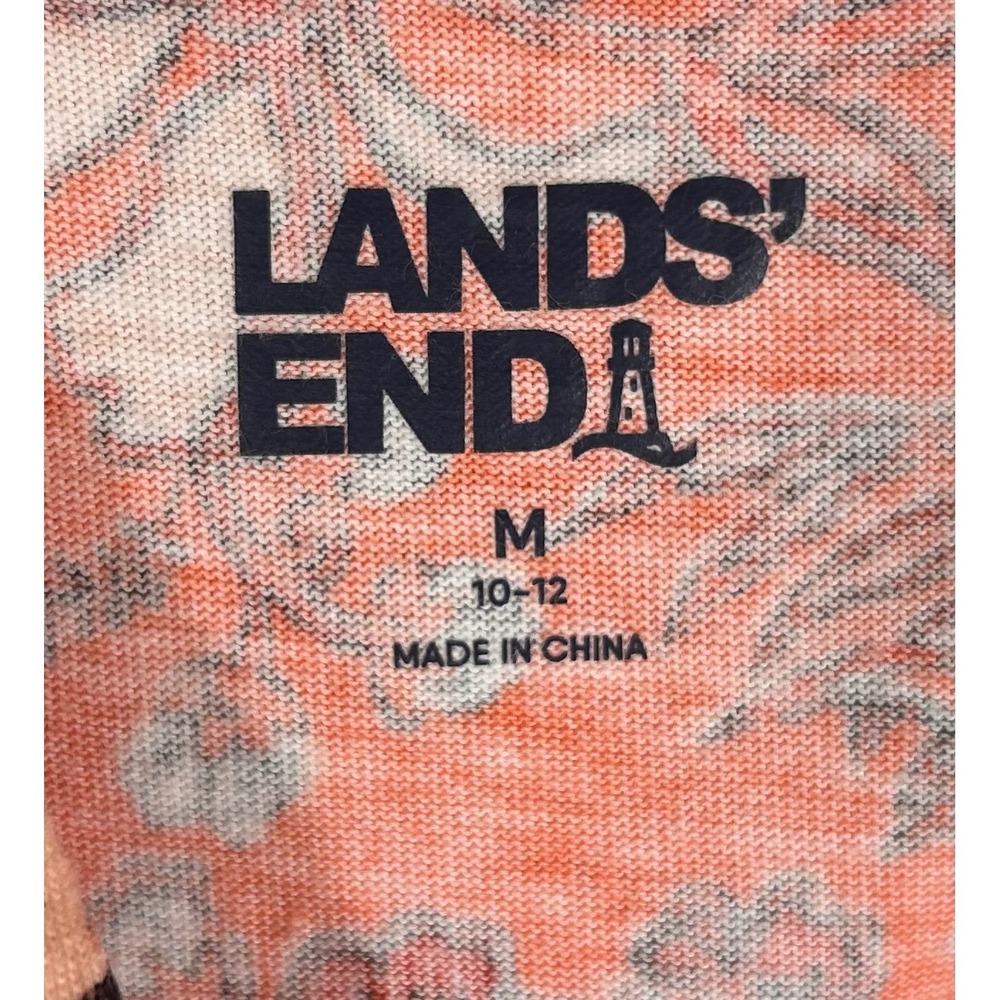Lands End Womens Orange Floral Cotton Sleeveless Split Neck Tunic Top M 10-12 - Picture 5 of 9